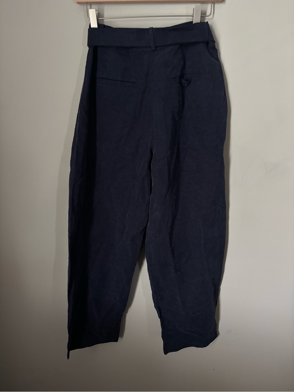 NWT Banana Republic Navy TENCEL Linen Blend Paperbag Wide Leg Pants Size 2 - Picture 6 of 7